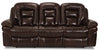 Leo 87.5\" Genuine Leather Reclining Sofa - Walnut Brown