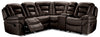 Leo 5-Piece Leather-Look Fabric Reclining Sectional with Storage Console and Dual Cupholders - Walnut Brown