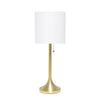 Simple Designs Tapered Table Lamp with White Fabric Drum Shade - Gold