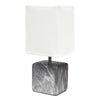 Simple Designs Petite Marbled Ceramic Table Lamp with White Fabric Shade - Black