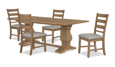 Maple 5pc Dining Set with Table and 4 Chairs, 84”W – Natural | Ensemble de salle à manger Maple 5 pièces avec table de 84 po (L) et 4 chaises - naturel | MAPLCDP5