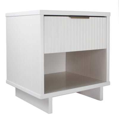Manhattan Comfort Granville Modern Nightstand with Full Extension Drawer - White|Table de nuit moderne Granville de Manhattan Comfort avec tiroirs à extension complète - blanche