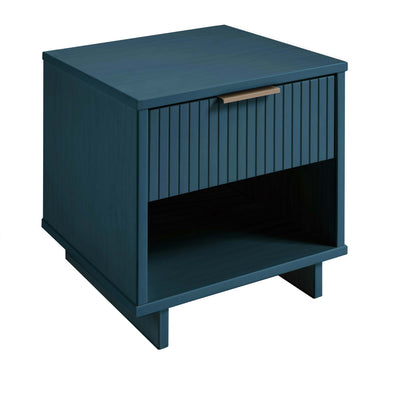 Manhattan Comfort Granville Modern Nightstand with Full Extension Drawer - Midnight Blue|Table de nuit moderne Granville de Manhattan Comfort avec 1 tiroirs à extension complète - bleu minuit