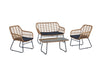 Manhattan Comfort Antibes 2.0 Steel Rattan 4-Piece Patio Conversation Set - Grey