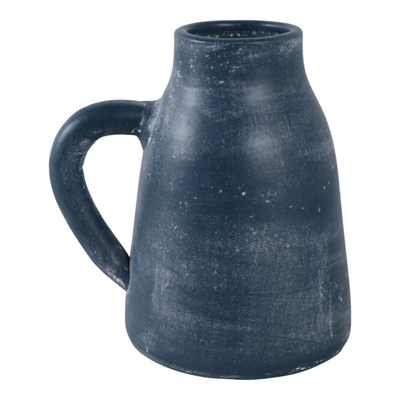 8.75” Terracotta Vase with Handle – Blue | Vase de 8,75 po en terre cuite avec poignée - bleu