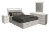 Alpine 6pc Bedroom Set with Storage Bed, Dresser, Mirror & Nightstand, White - Queen