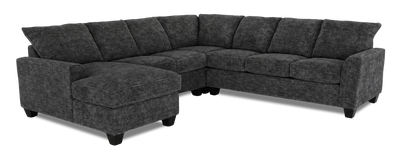 Made in Canada Customizable Sofa Lab Arc 4-Piece Left-Facing Sectional with Chaise - Plush Charcoal | Sofa sectionnel de gauche 4 pièces avec fauteuil long personnalisable Arc de Sofa Lab fabriqué au Canada en tissu - Plush Charcoal