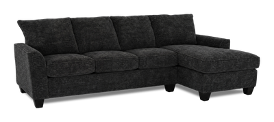 Made in Canada Customizable Sofa Lab Arc Right-Facing Fabric Sofa Chaise – Plush Charcoal | Sofa avec fauteuil long de droite personnalisable Arc de Sofa Lab fabriqué au Canada en tissu - Plush Charcoal