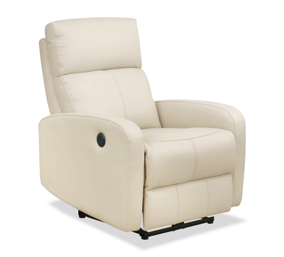 Asher 31.5" Genuine Leather Power Reclining Chair – Beige | Fauteuil à inclinaison électrique Asher de 31.5 po en cuir véritable - beige