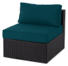 Barbados Armless Outdoor Patio Chair - Hand-Woven Resin Wicker, UV & Weather Resistant - Black/Blue
