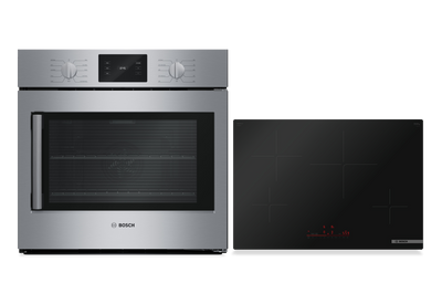 Bosch 30" Induction Cooktop and 4.6 Cu. Ft. Electric Wall Oven – Black and Stainless Steel | Surface de cuisson à induction de 30 po et four mural électrique de 4,6 pi3 de Bosch - noir et acier inoxydable