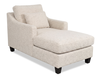 Made in Canada Sofa Lab Customizable 36" Fabric Accent Chaise with Wood Legs – Chenille White | Fauteuil long d’appoint personnalisable de Sofa Lab de 36 po fabriqué au Canada en tissu avec pattes en bois - Chenille White