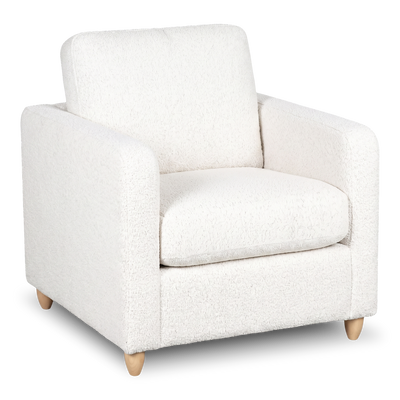 Made in Canada Sofa Lab Customizable Club 36" Fabric Accent Chair with Wood Legs – Teddy Snow | Fauteuil d’appoint personnalisable Club de Sofa Lab de 36 po fabriqué au Canada en tissu avec pattes en bois - Teddy Snow