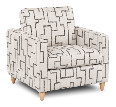 Made in Canada Sofa Lab Customizable Club 36" Fabric Accent Chair with Wood Legs – Tar Accent Fabric | Fauteuil d’appoint personnalisable Club de Sofa Lab de 36 po fabriqué au Canada en tissu avec pattes en bois - tissu décoratif Tar