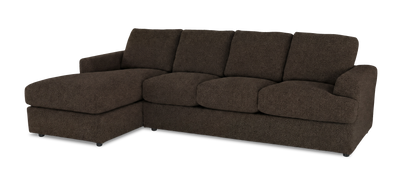 Made in Canada Customizable Sofa Lab Curve Left-Facing Fabric Sofa Chaise – Teddy Walnut | Sofa avec fauteuil long de gauche personnalisable Curve de Sofa Lab fabriqué au Canada en tissu - Teddy Walnut