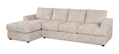 Made in Canada Customizable Sofa Lab Curve Left-Facing Fabric Sofa Chaise – Plush Parchment | Sofa avec fauteuil long de gauche personnalisable Curve de Sofa Lab fabriqué au Canada en tissu - Plush Parchment