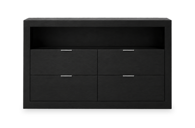 Delta Bedroom 4-Drawer Dresser with Storage Shelf, 57"W x 33"H - Black | Commode de chambre à coucher Delta de 57 po (l) x 33 po (H) à 4 tiroirs avec tablette de rangement - noire