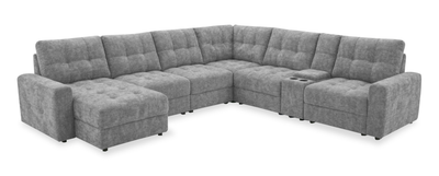 Scott Living Elevate Modular 7-Piece Left-Facing Chenille Fabric Power Reclining and Sliding Sectional - Grey | Sofa sectionnel modulaire à coulissement et inclinaison électriques de gauche Elevate de Scott Living 7 pièces en tissu de chenille - gris