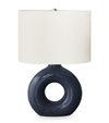 Liv 16\" Ceramic Table Lamp with Linen Ivory Shade – Blue
