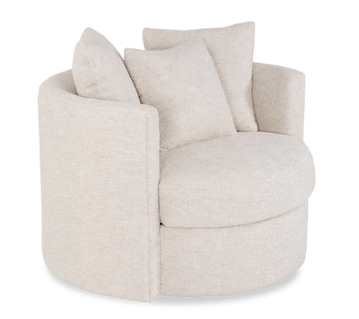 Made in Canada Sofa Lab Customizable Nest 42" Fabric Swivel Accent Chair – Chenille White | Fauteuil d’appoint pivotant personnalisable Nest de Sofa Lab de 42 po fabriqué au Canada en tissu - Chenille White