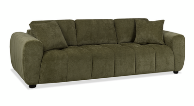Made in Canada Pebble 96" Fabric Sofa with Matching Accent Pillows - Green | Sofa Pebble de 96 po fabriqué au Canada en tissu avec coussins décoratifs assortis - vert
