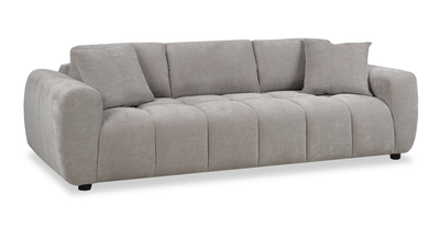 Made in Canada Pebble 96" Fabric Sofa with Matching Accent Pillows - Grey | Sofa Pebble de 96 po fabriqué au Canada en tissu avec coussins décoratifs assortis - gris