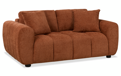 Made in Canada Pebble 70" Fabric Loveseat with Matching Accent Pillows - Orange | Causeuse Pebble de 70 po fabriquée au Canada en tissu avec coussins décoratifs assortis - orange