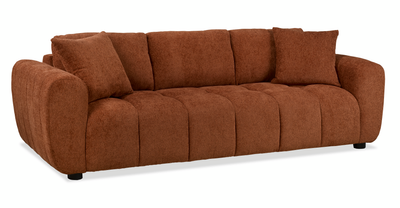 Made in Canada Pebble 96" Fabric Sofa with Matching Accent Pillows - Orange | Sofa Pebble de 96 po fabriqué au Canada en tissu avec coussins décoratifs assortis - orange
