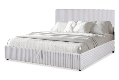 Ridge Upholstered Storage Platform Bed in Grey Fabric - King Size | Lit plateforme rembourré Ridge en tissu gris avec rangement - format très grand lit