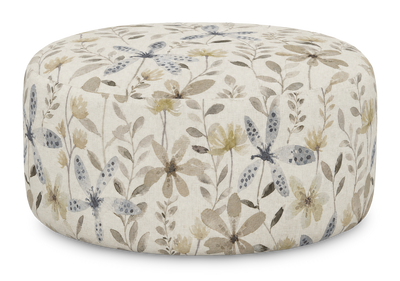 Made in Canada Customizable Sofa Lab Round 38" Fabric Ottoman – Dust Accent Fabric | Pouf courbé personnalisable de Sofa Lab de 38 po fabriqué au Canada en tissu - tissu décoratif Dust