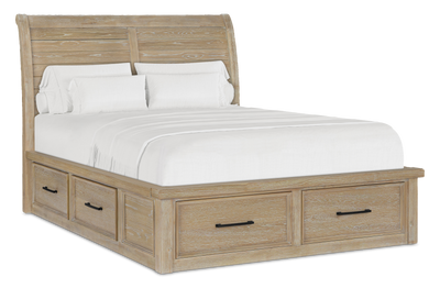 Sonoma Platform Storage Bed with Headboard & Frame, Light Brown - Queen Size | Lit plateforme de rangement Sonoma avec tête de lit et cadre de lit, brun clair - format grand lit