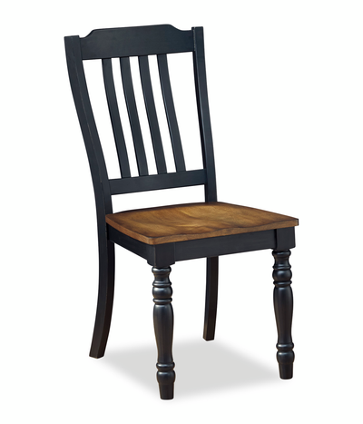 Stella Dining Chair, Wood, Slat Back - Black/Brown | Chaise de salle à manger Stella en bois avec dossier à lattes - noire et brune