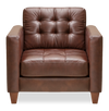 Theo 37\" Top-Grain Genuine Leather Chair with Removable Back Cushion and Wood Feet – Burgundy