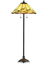 Wisteria 18\" Fallhouse Tiffany Floor Lamp with Amber Shade – Antique Bronze