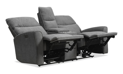 Quest 73" Chenille Fabric Power Reclining Loveseat - Grey | Causeuse à inclinaison électrique Quest de 73 po en tissu de chenille - gris
