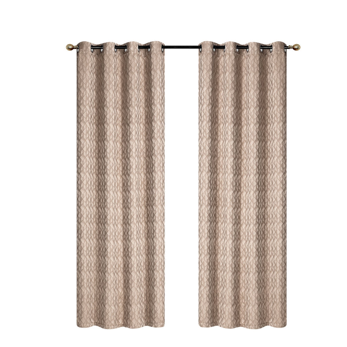 Jacquard Panel Cubic Taupe 84\" - Set of 2