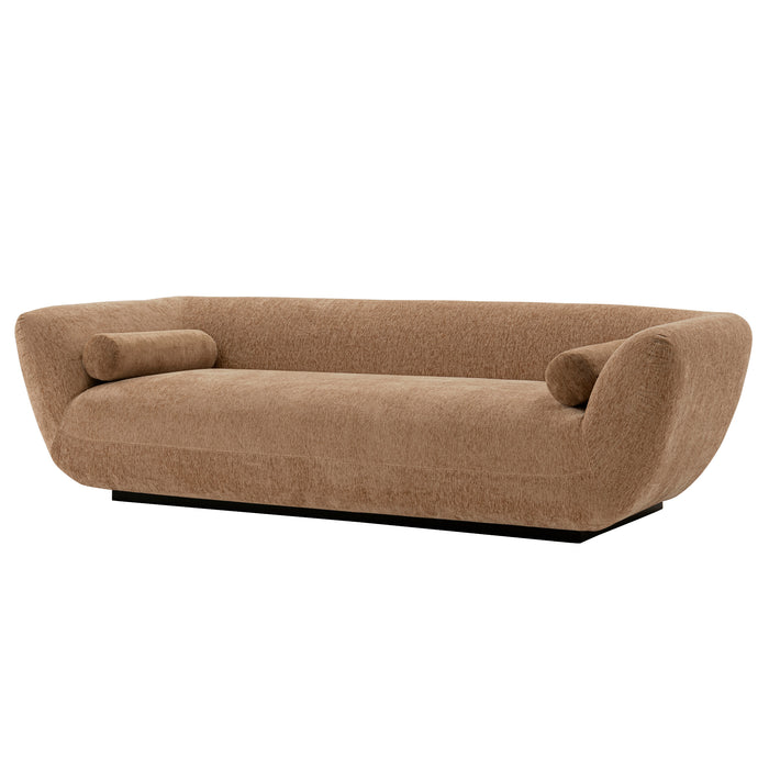 Manhattan Comfort Contemporary Ulka Chenille Sofa with Pillows - Light Brown