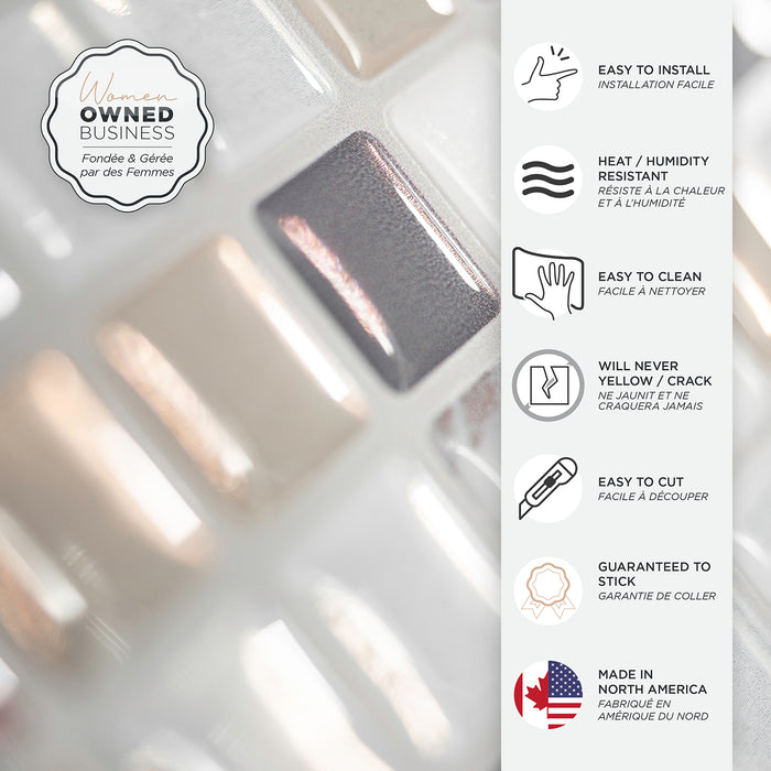 Smart Tiles Peel and Stick 4-Sheet 12 x 10 Backsplash - Minimo Noche