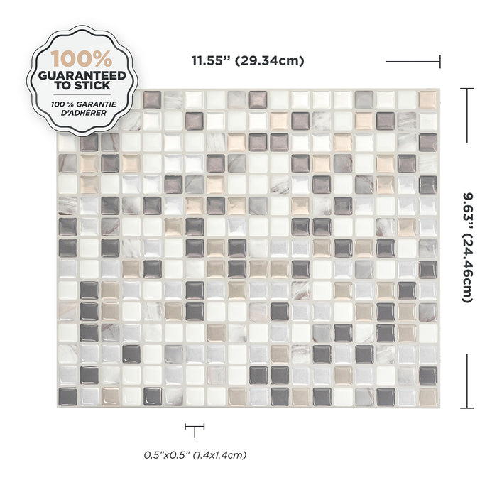 Smart Tiles Peel and Stick 4-Sheet 12 x 10 Backsplash - Minimo Noche