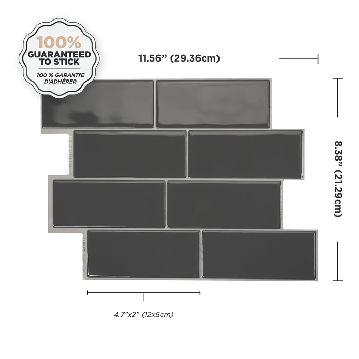 Smart Tiles Peel and Stick 4-Sheet 12 x 9 Backsplash - Metro Grigio