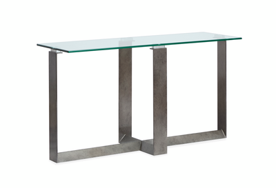 Consort 50" Sofa Table with Tempered Glass Top - Aged Pewter | Table de salon Consort de 50 po avec dessus en verre trempé - étain vieilli