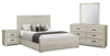 Soren 6pc Bedroom Set with Panel Bed, Dresser, Mirror & Nightstand, Bleached Oak - Queen Size