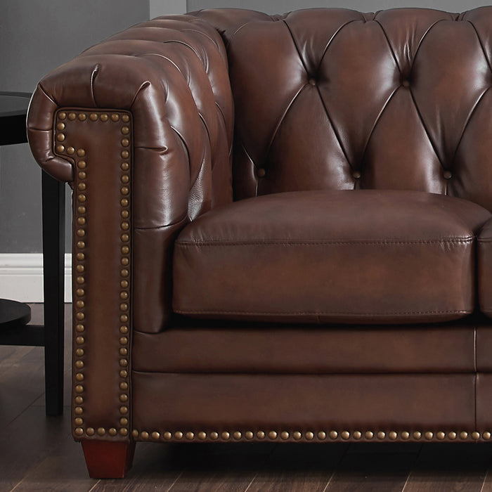 Hydeline Standwood Leather Loveseat - Brown