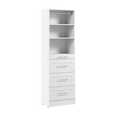 Bestar Florence 25" Modular Reach-In/Walk-In Closet System Tower with Shelves and 4 Drawers Shaker Style - White|Système de tour garde-robe et pièce-penderie modulaire Florence de Bestar de 25 po avec tablettes et 4 tiroirs de style Shaker - blanche
