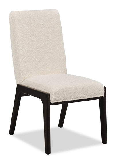Alma Dining Chair with Boucle Fabric - Charcoal Black & White | Chaise de salle à manger Alma en tissu bouclé - anthracite noir et blanche