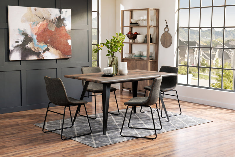 Amos 5pc Dining Set with Table & 4 Chairs, Metal, 60\"W - Grey