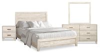 Arbor 6pc Bedroom Set with Panel Bed, Dresser, Mirror & Nightstand, Driftwood White - Full Size
