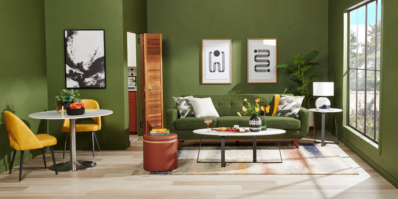 Kort & Co. Bay Dining Chair with Vegan Leather Fabric, Metal - Mustard