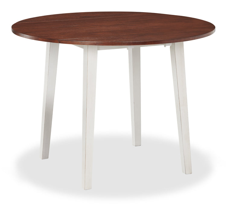 Bryn 3pc Dining Package with 42\" Drop-Leaf Table & 2 Chairs, Fabric -Two-Tone White & Brown