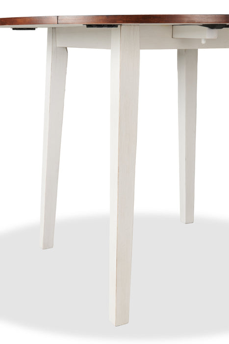 Bryn 3pc Dining Package with 42\" Drop-Leaf Table & 2 Chairs, Fabric -Two-Tone White & Brown